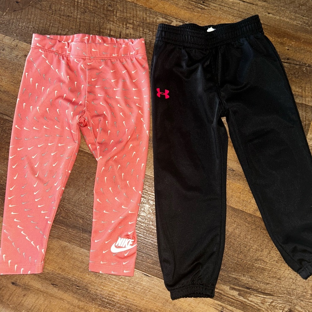 2T Nike and Under Armour Kids Leggings - Pink and Black